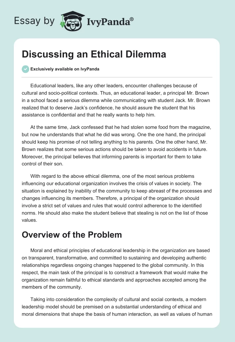 Discussing an Ethical Dilemma. Page 1