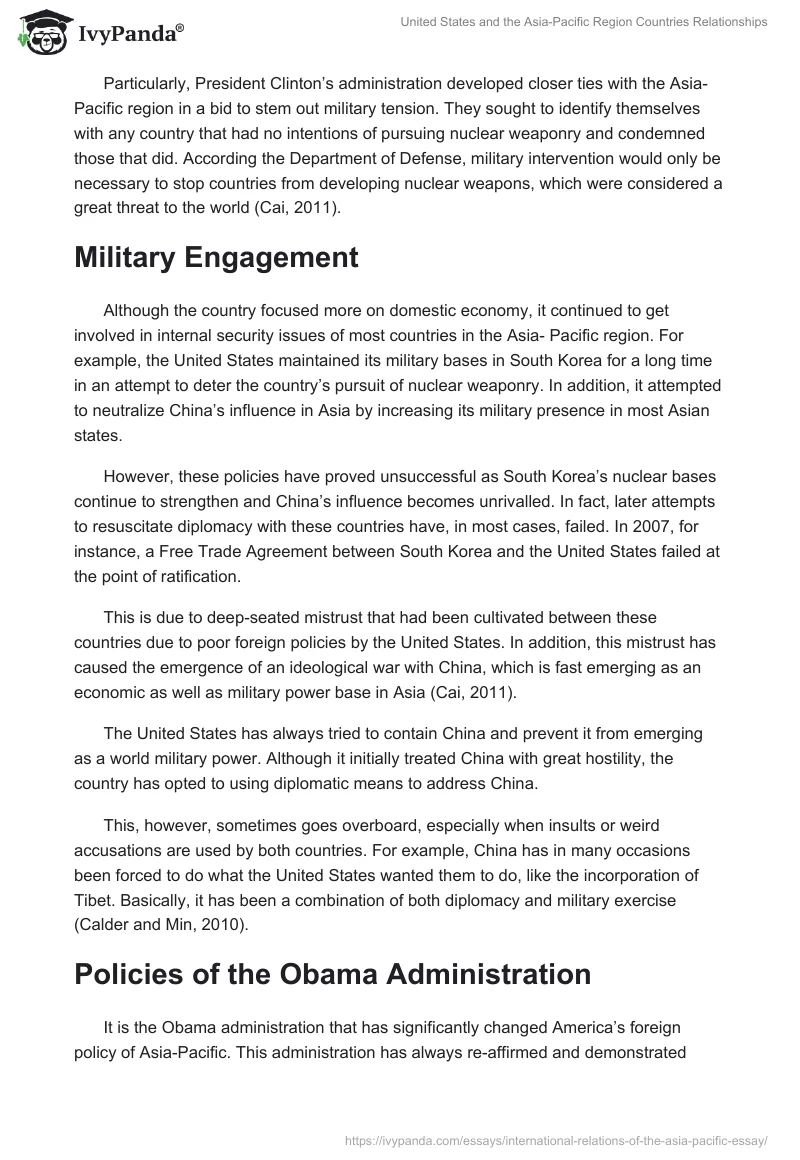 United States and the Asia-Pacific Region Countries Relationships. Page 2
