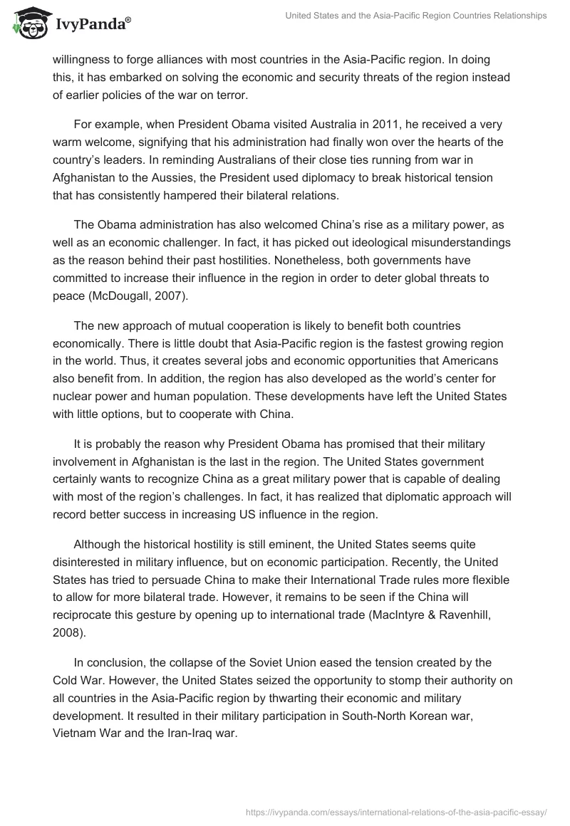 United States and the Asia-Pacific Region Countries Relationships. Page 3