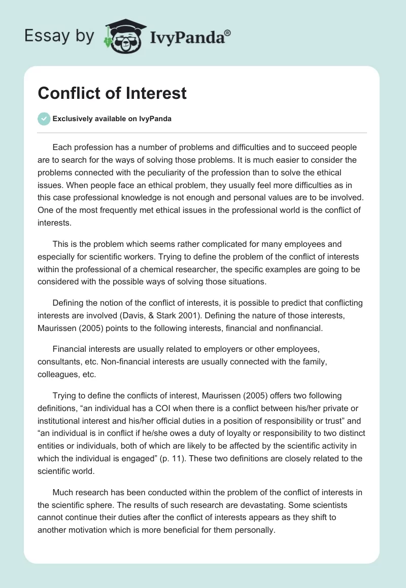 Conflict of Interest. Page 1