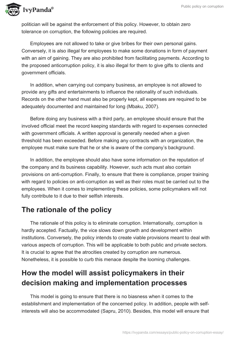 Public Policy on Corruption. Page 2