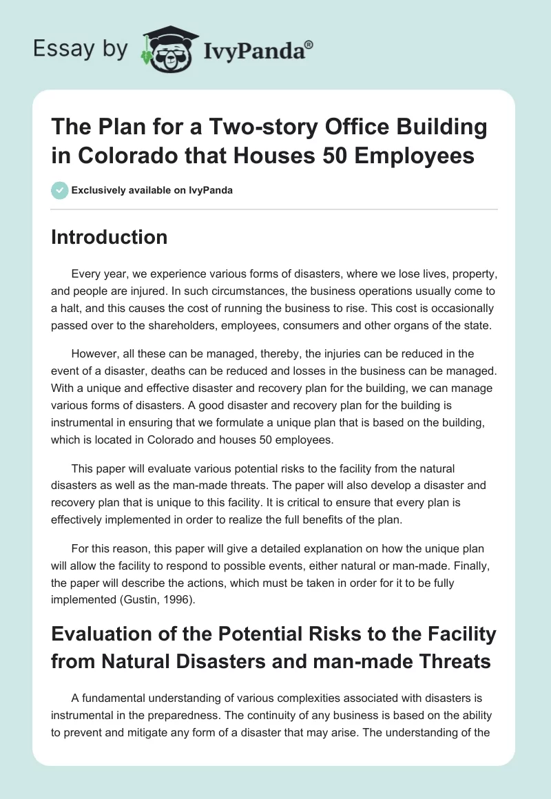 The Plan for a Two-Story Office Building in Colorado That Houses 50 Employees. Page 1
