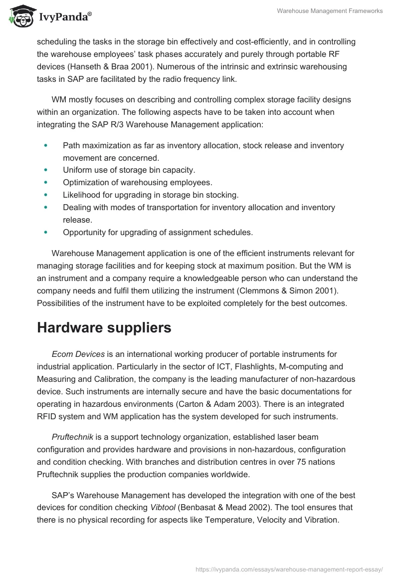 Warehouse Management Frameworks. Page 4