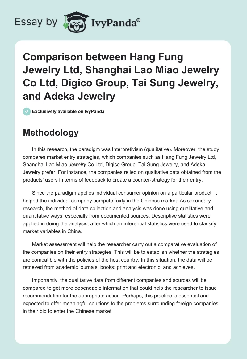 Comparison between Hang Fung Jewelry Ltd, Shanghai Lao Miao Jewelry Co Ltd, Digico Group, Tai Sung Jewelry, and Adeka Jewelry. Page 1