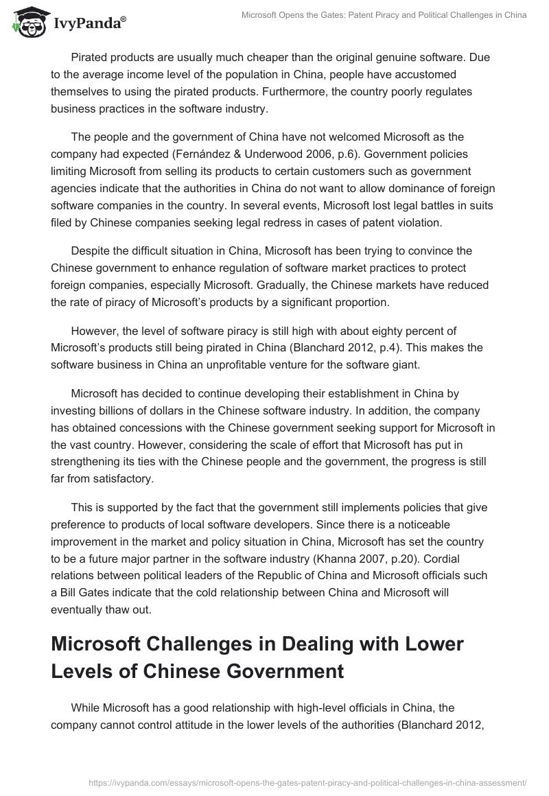 Microsoft Opens the Gates: Patent Piracy and Political Challenges in China. Page 2