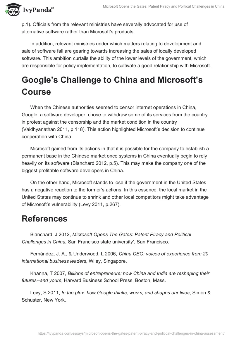 Microsoft Opens the Gates: Patent Piracy and Political Challenges in China. Page 3