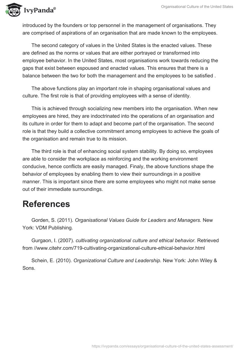Organisational Culture of the United States. Page 2