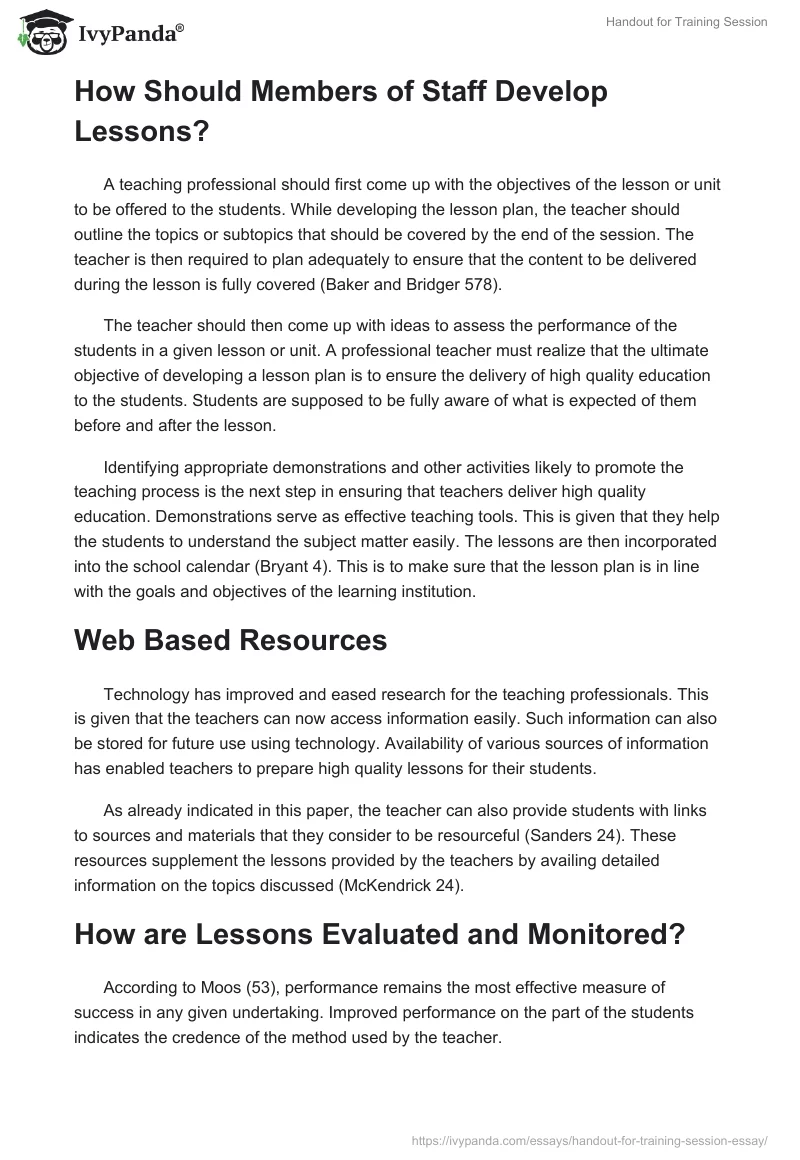 Handout for Training Session. Page 5