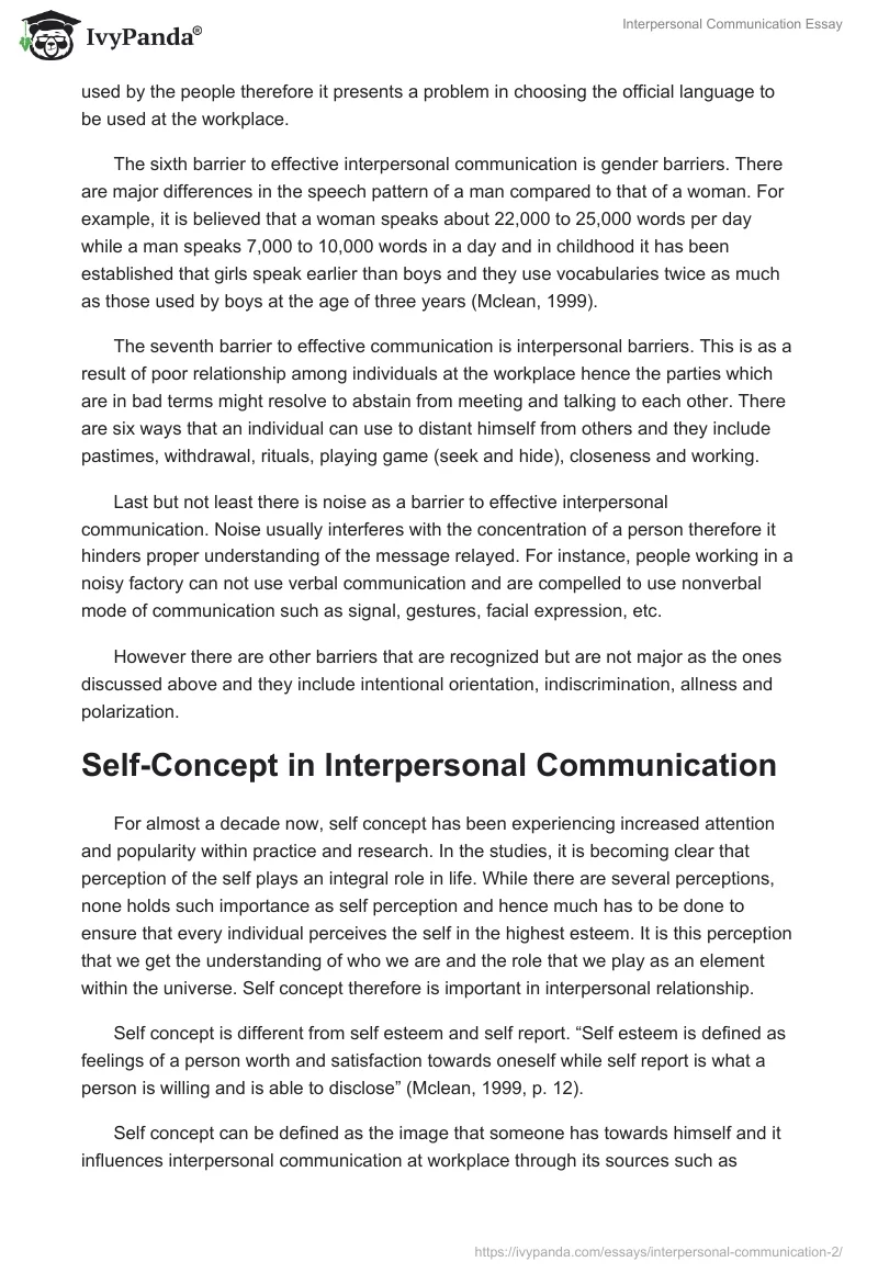 Interpersonal Communication Essay. Page 5
