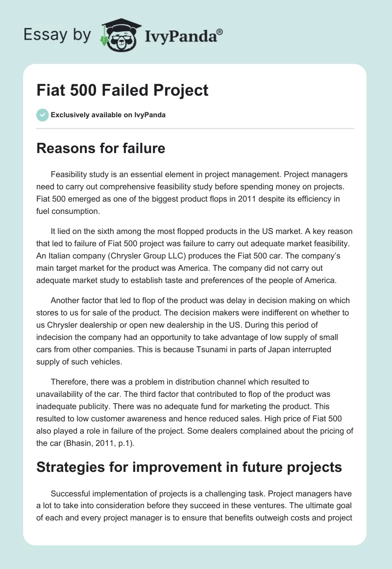 Fiat 500 Failed Project. Page 1