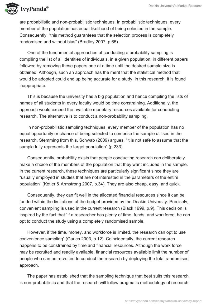 Deakin University’s Market Research. Page 5