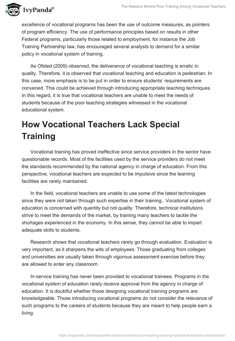 The Reasons Behind Poor Training Among Vocational Teachers. Page 2