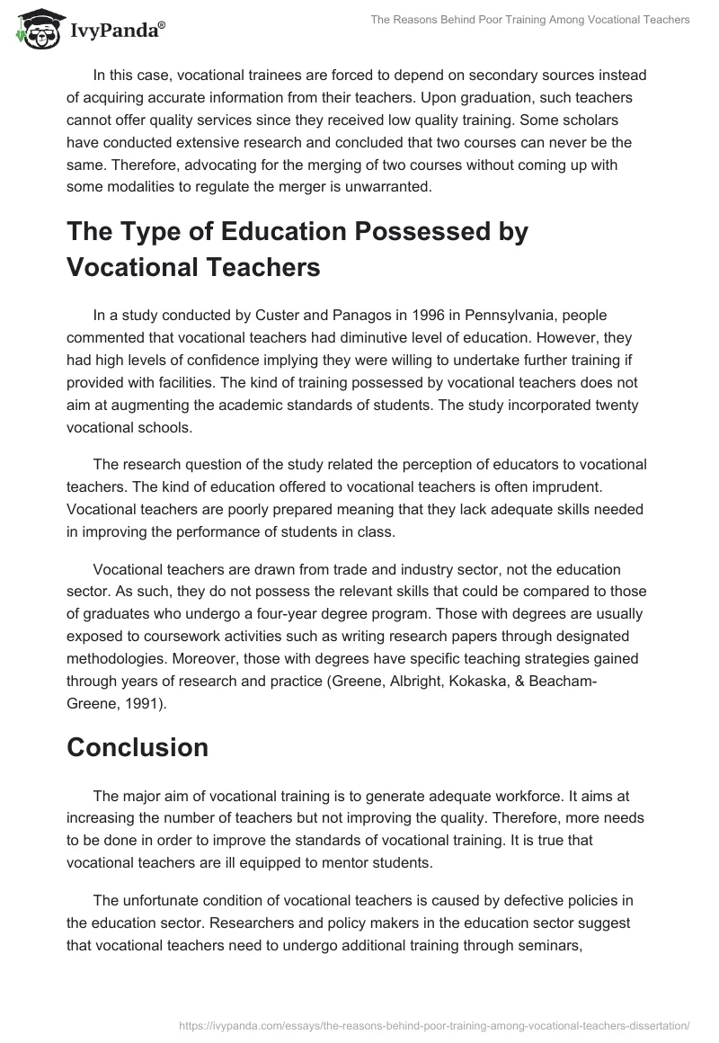 The Reasons Behind Poor Training Among Vocational Teachers. Page 4