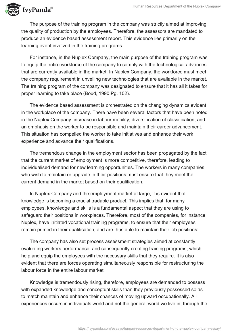 Human Resources Department of the Nuplex Company. Page 2