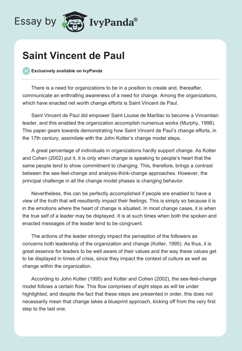 Saint Vincent de Paul. Page 1