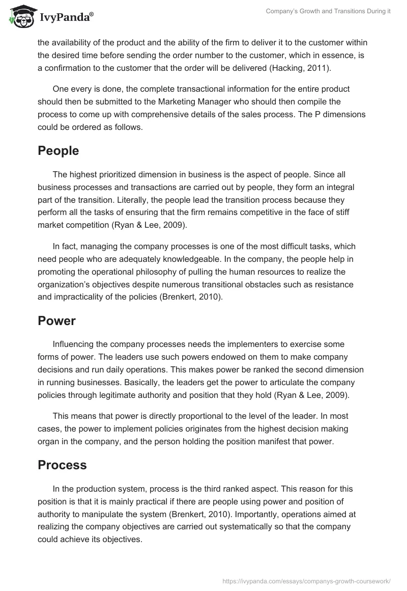 Company’s Growth and Transitions During it. Page 3