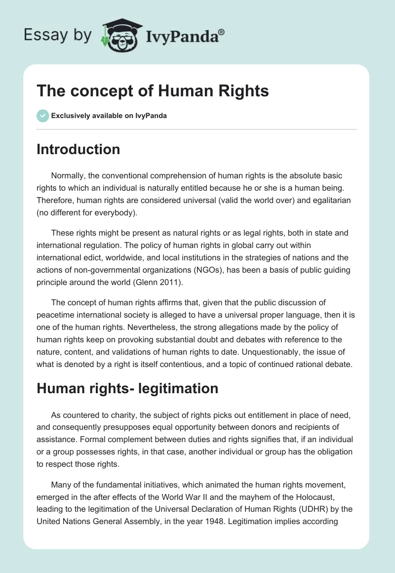 The concept of Human Rights. Page 1
