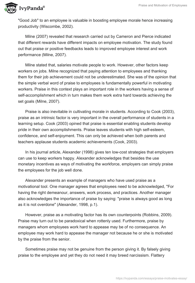 Praise and Motivation of Employees. Page 4