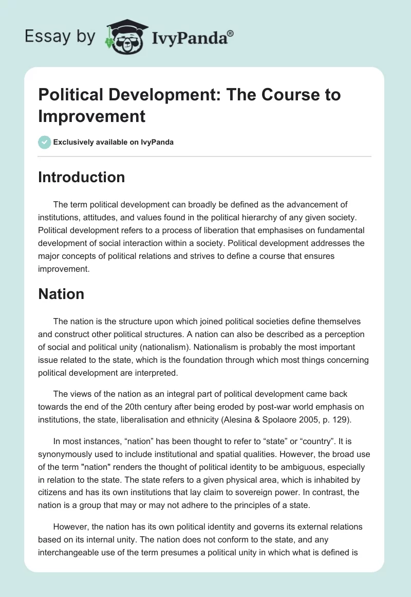 Political Development: The Course to Improvement. Page 1