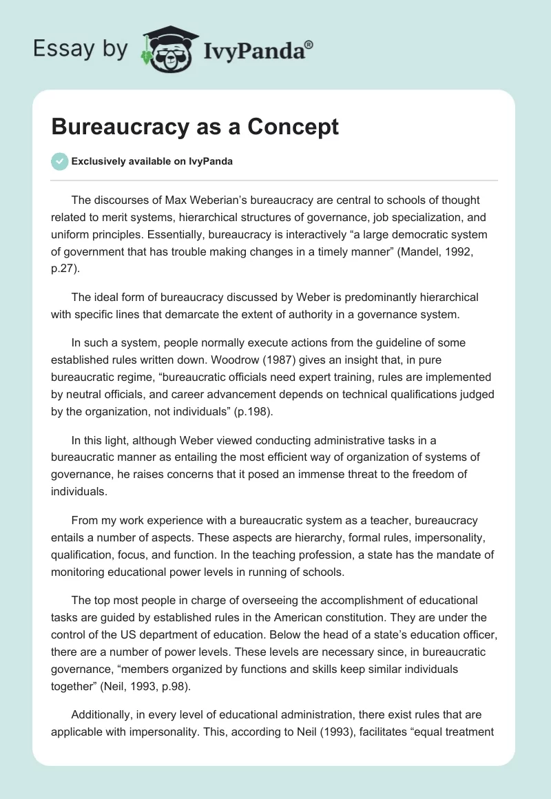 Bureaucracy as a Concept. Page 1