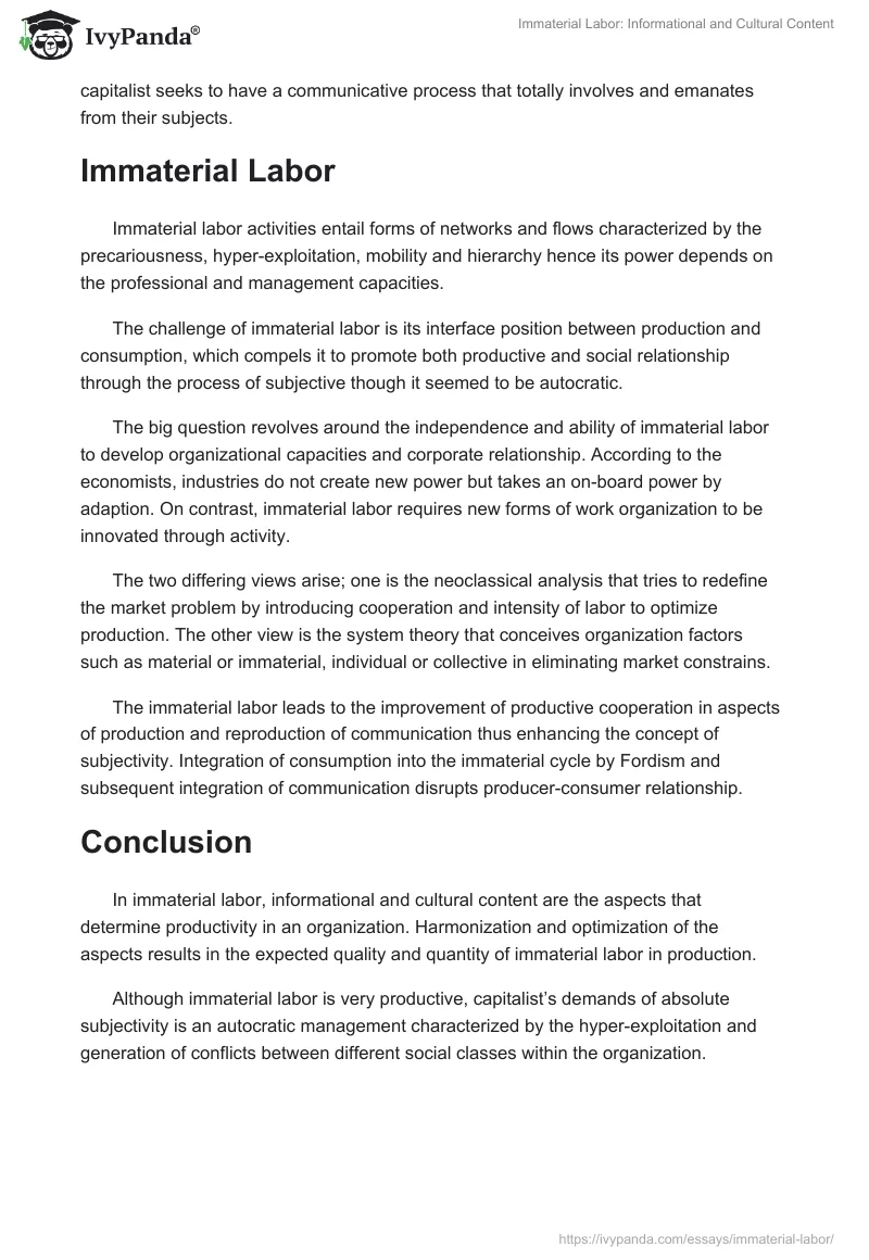 Immaterial Labor: Informational and Cultural Content. Page 2