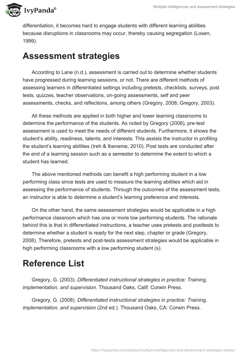 Multiple intelligences and assessment strategies. Page 3