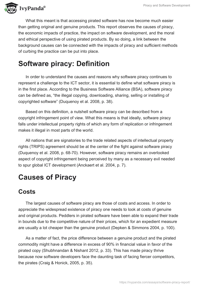 Piracy and Software Development. Page 2