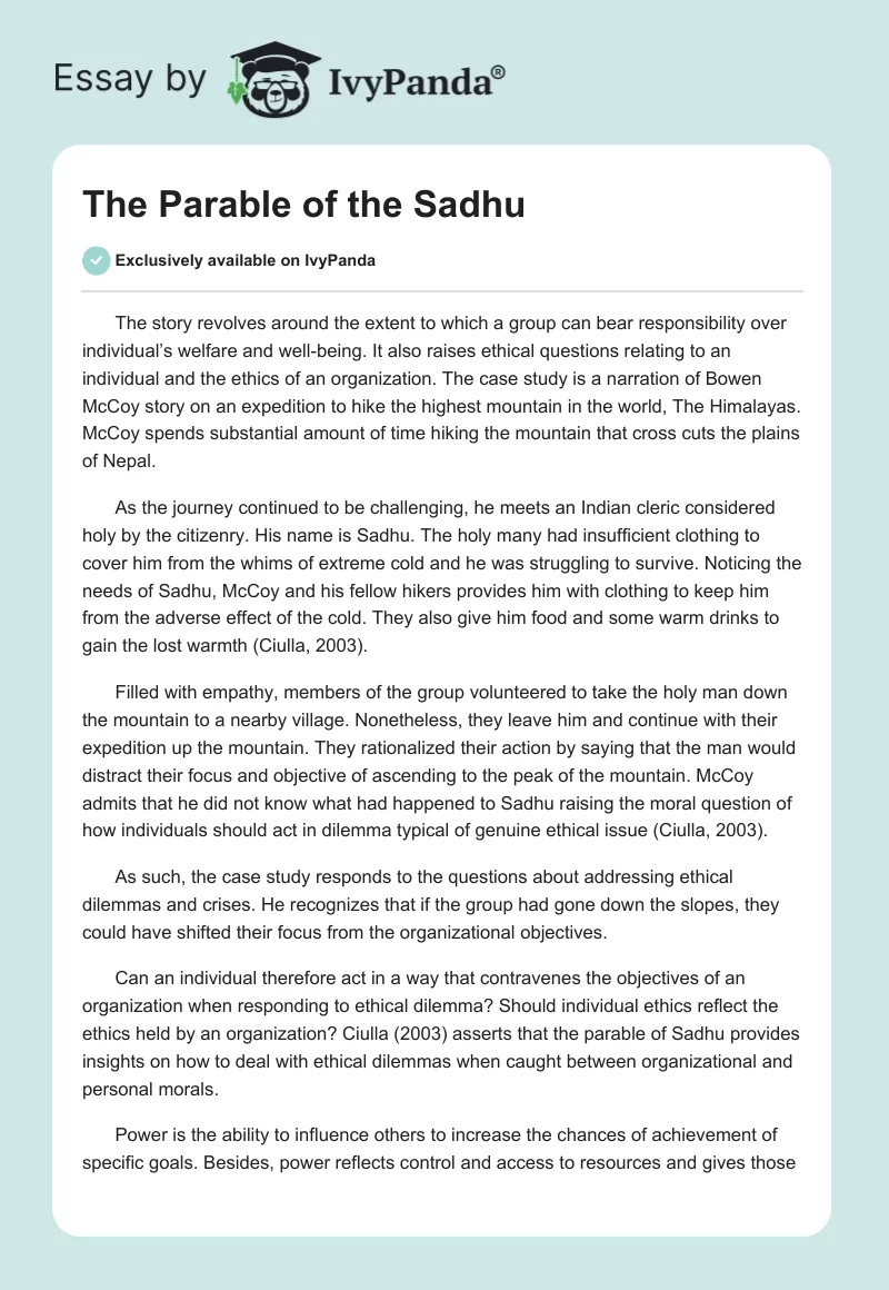 The Parable of the Sadhu. Page 1