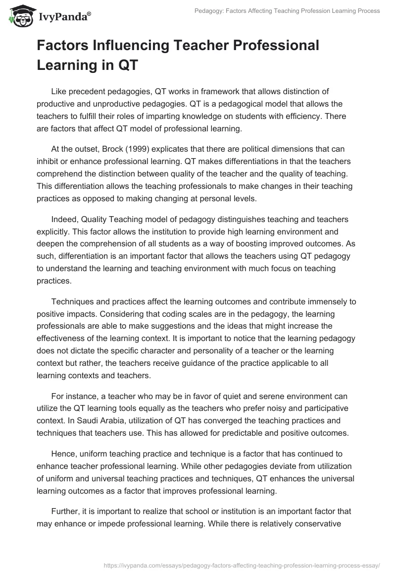 Pedagogy: Factors Affecting Teaching Profession Learning Process. Page 2