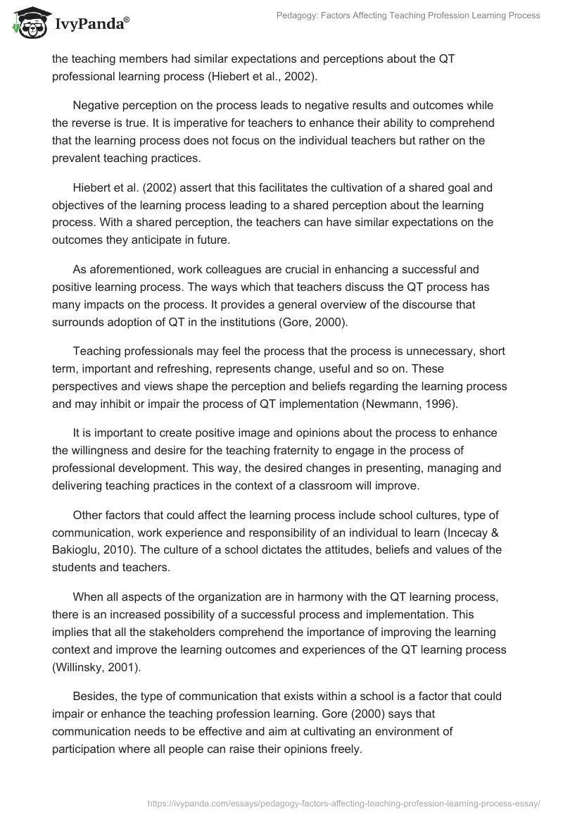 Pedagogy: Factors Affecting Teaching Profession Learning Process. Page 5