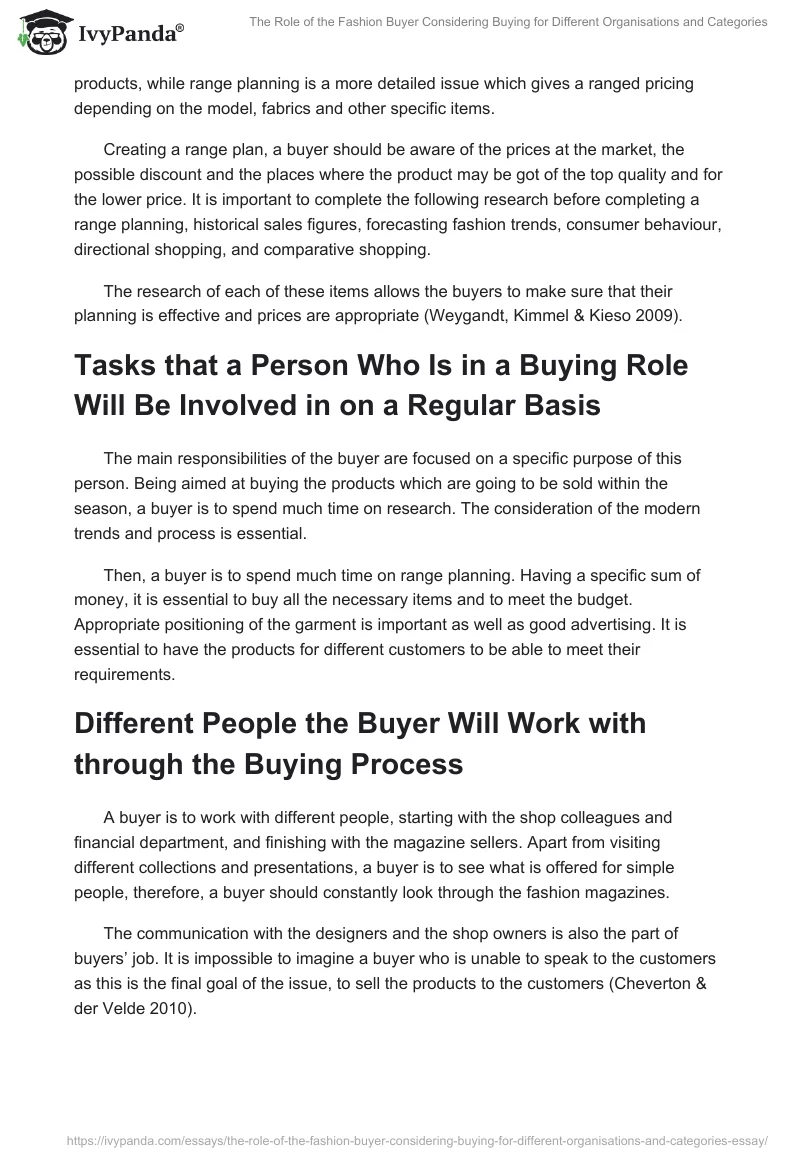 The Role of the Fashion Buyer Considering Buying for Different Organisations and Categories. Page 4