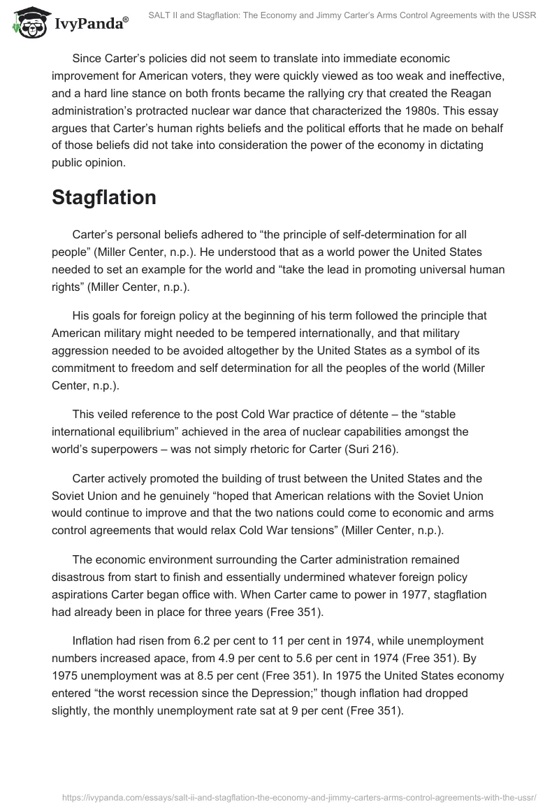 SALT II and Stagflation: The Economy and Jimmy Carter’s Arms Control Agreements with the USSR. Page 2