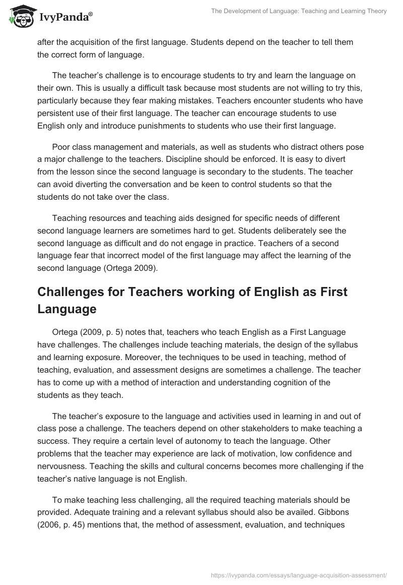 The Development of Language: Teaching and Learning Theory. Page 2