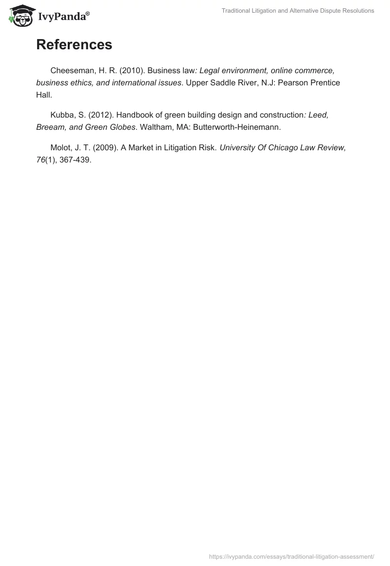 Traditional Litigation and Alternative Dispute Resolutions. Page 3