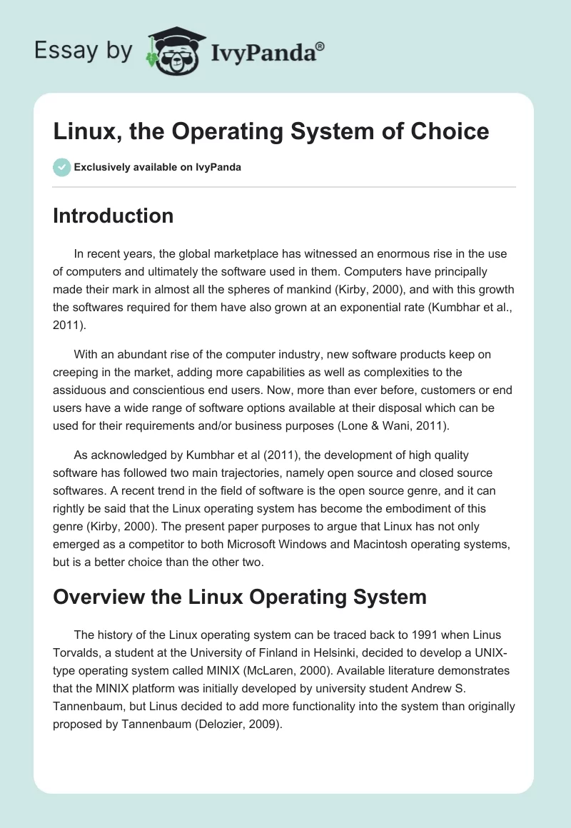 Linux, the Operating System of Choice. Page 1
