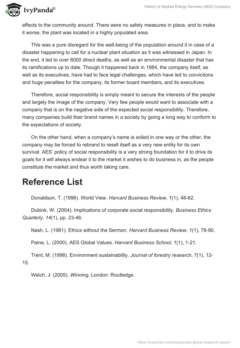 History of Applied Energy Services (AES) Company. Page 5
