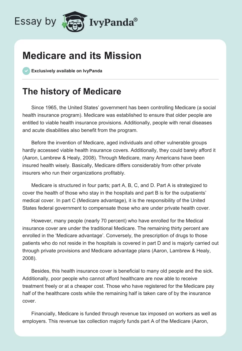 Medicare and its Mission. Page 1