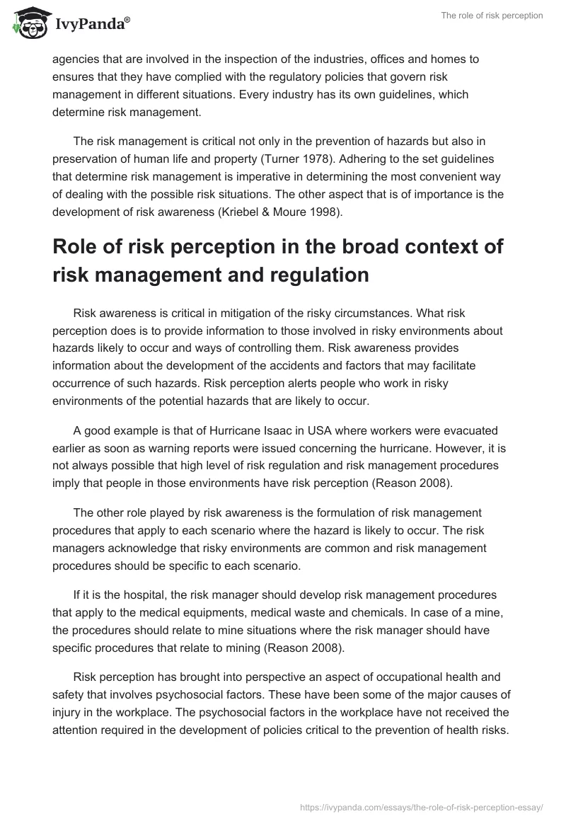 The role of risk perception. Page 2