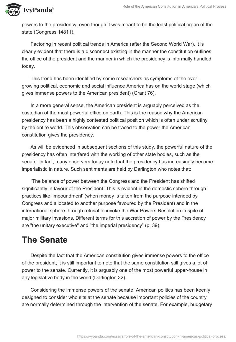 Role of the American Constitution in America’s Political Process. Page 2