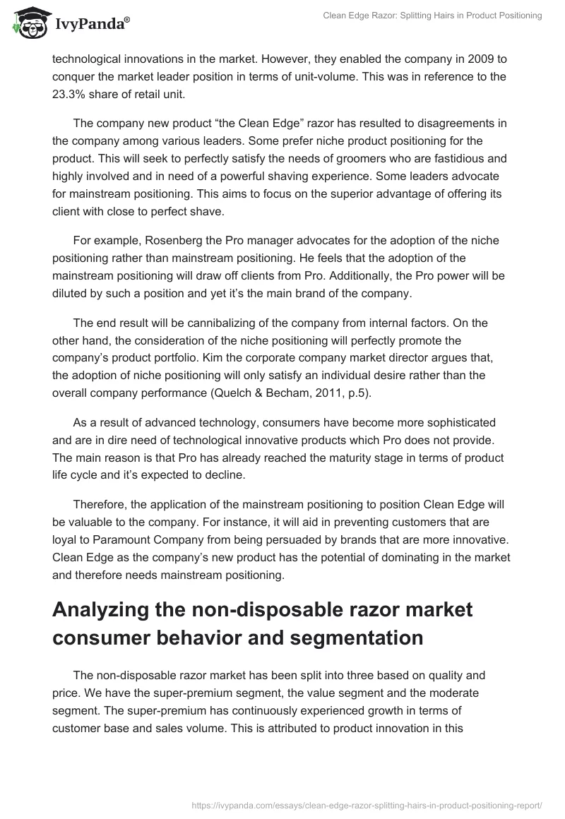 Clean Edge Razor: Splitting Hairs in Product Positioning. Page 3