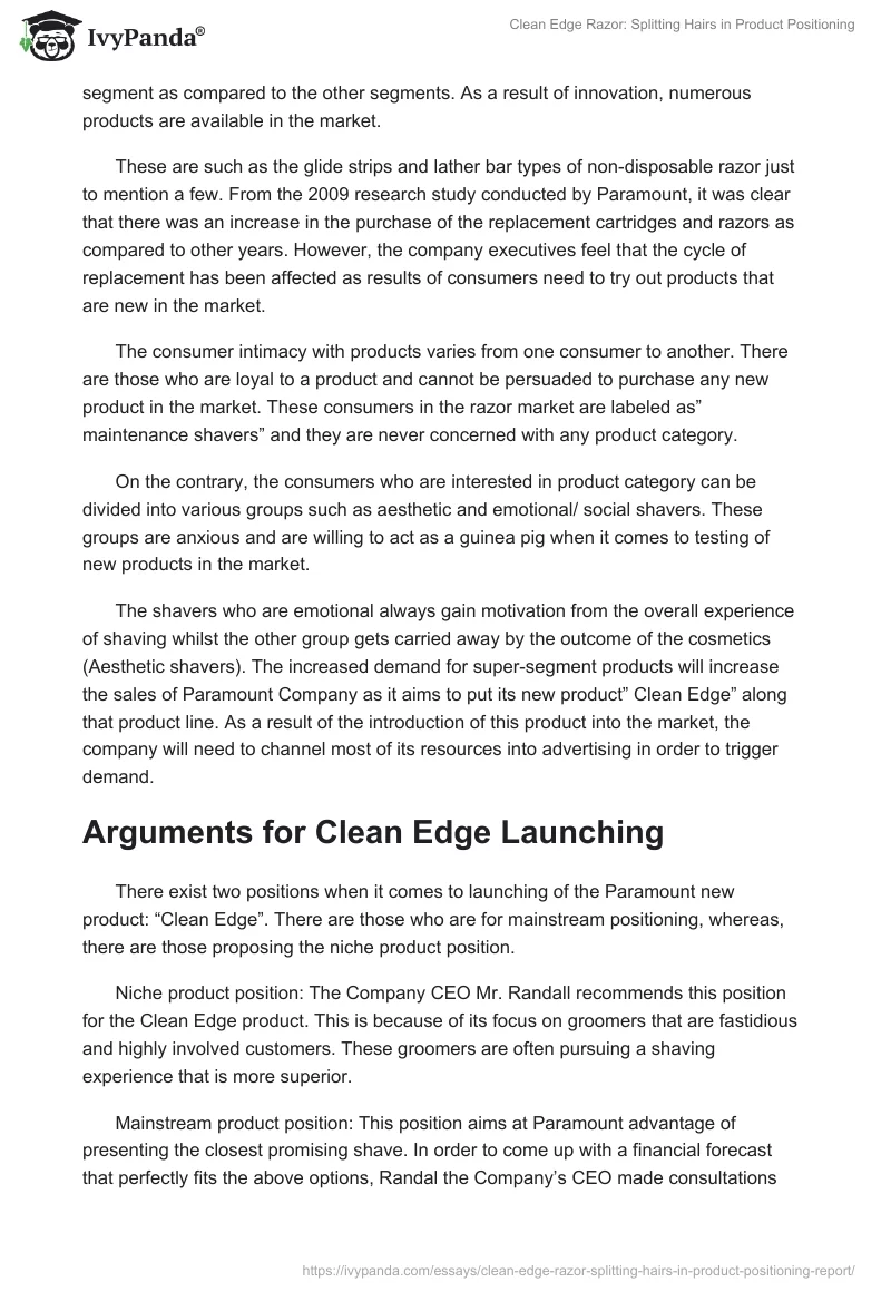 Clean Edge Razor: Splitting Hairs in Product Positioning. Page 4