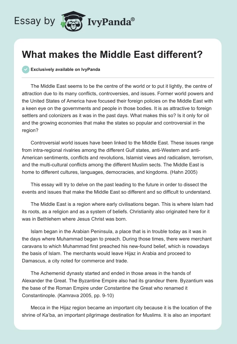 What makes the Middle East different?. Page 1