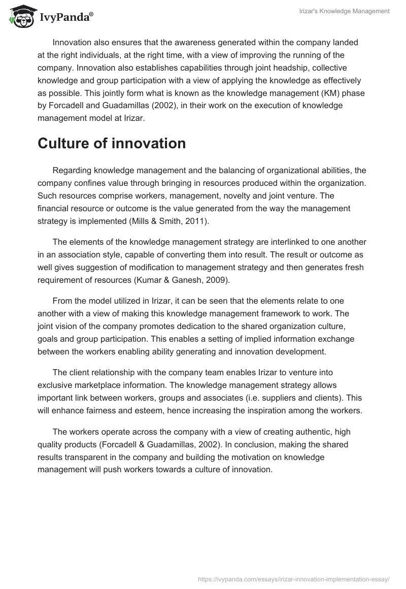 Irizar's Knowledge Management. Page 2