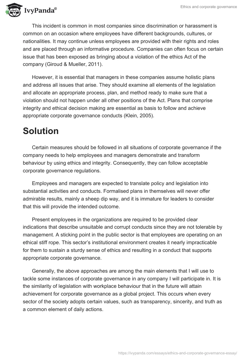 Ethics and corporate governance. Page 3