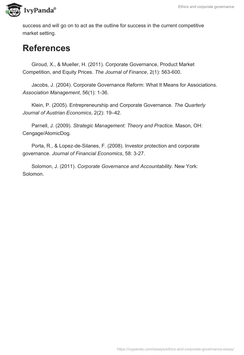 Ethics and corporate governance. Page 5