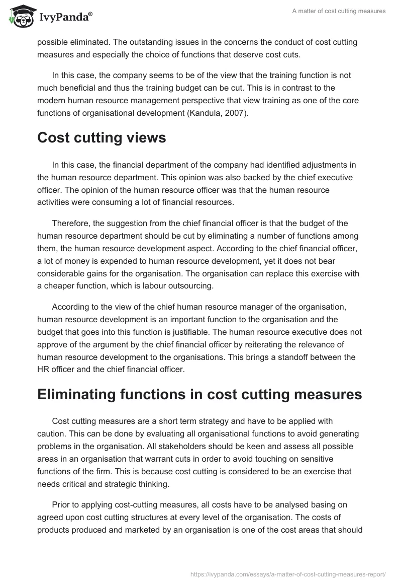 A matter of cost cutting measures. Page 2
