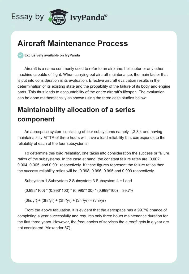 Aircraft Maintenance Process. Page 1