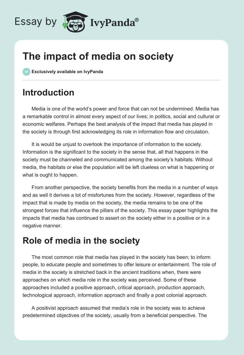 The Impact of Media on Society. Page 1