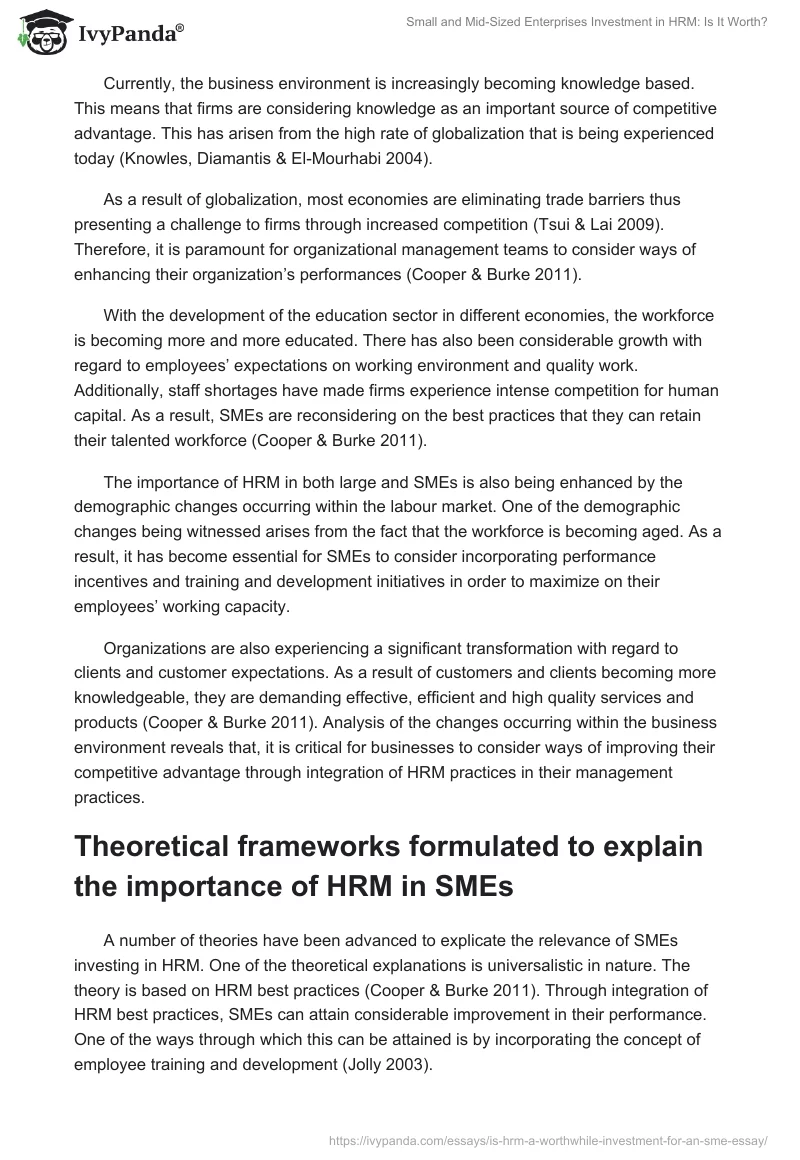 Small and Mid-Sized Enterprises Investment in HRM: Is It Worth?. Page 3