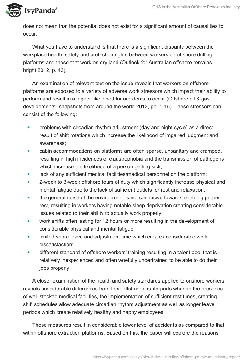 OHS in the Australian Offshore Petroleum Industry. Page 2